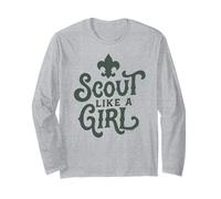Scout Like A Girl Fleur De Lis BSA Cub Scouts Typography Manche Longue