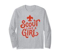 Scout Like A Girl Fleur De Lis BSA Cub Scouts Typography Manche Longue