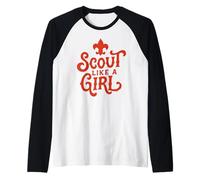 Scout Like A Girl Fleur De Lis BSA Cub Scouts Typography Manche Raglan