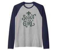 Scout Like A Girl Fleur De Lis BSA Cub Scouts Typography Manche Raglan