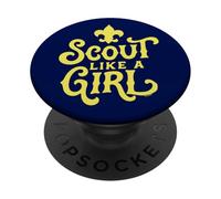 Scout Like A Girl Fleur De Lis BSA Cub Scouts Typography PopSockets PopGrip Adhésif