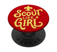 Scout Like A Girl Fleur De Lis BSA Cub Scouts Typography PopSockets PopGrip Adhésif