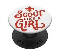 Scout Like A Girl Fleur De Lis BSA Cub Scouts Typography PopSockets PopGrip Adhésif