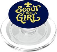 Scout Like A Girl Fleur De Lis BSA Cub Scouts Typography PopSockets PopGrip pour MagSafe