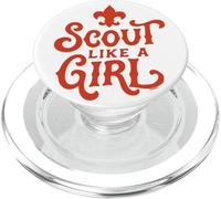 Scout Like A Girl Fleur De Lis BSA Cub Scouts Typography PopSockets PopGrip pour MagSafe