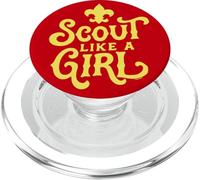 Scout Like A Girl Fleur De Lis BSA Cub Scouts Typography PopSockets PopGrip pour MagSafe