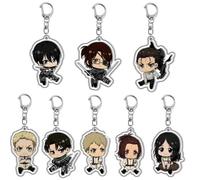 Scout Regiment Porte-clés Acrylique Porte-clés Cartoon Personnage Eren,Mikasa,Armin Imprimé Décoration De Sac À Clés Pendentif Accessoires 8Pcs