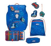 Scout Sac d'école bleu foncé bleu pour fille et garçon - Superflash Alpha Set 4 pièces Blue Dino 289674