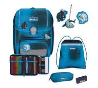 Scout Sac d'école bleu pétrole pour fille et garçon - Safety Light Genius Set 5 pièces Polar Blue 245089