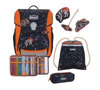 Scout Sac d'école noir orange néon pour fille et garçon - Basic Neo Set 4 pièces Space Data 245144