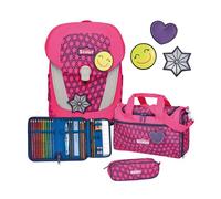 Scout Sac d'école rose fluo bleu foncé pour fille - Neon Safety Sunny II Set 4 pièces Pink Glow 174869