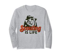Scouting is Life Vintage Scouts BSA Binoculars Illustration Manche Longue