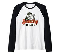 Scouting is Life Vintage Scouts BSA Binoculars Illustration Manche Raglan