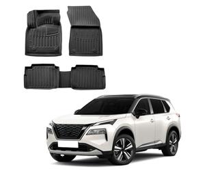 SCOUTT 3D Tapis de Sol en Caoutchouc sur Mesure pour Nissan X-Trail T33 Depuis 2021 E-Power 5pcs, Premium, Bord Haut, Noir, Antidérapant, Toutes Saisons