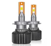 SCOZIA Ampoules LED, 50000LM Phare LED Canbus 110W Haute Puissance Turbo Lampe 6000K 3570 CSP Blanc Lumière De Voiture,Plug-and-Play Ampoules LED De Rechange Halogènes,Packs de 2,H7