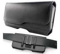 scozzi Étui De Ceinture Cuir Véritable Pochette Téléphone Portable Horizontal Smartphone p.e. compatible avec Samsung S25 S24 S23 A56 A55 A36 A26 pour iPhone 17 16 15 14 13 FE Plus Ultra Lite Pro Noir