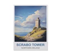 Scrabo Tower, Irlande du Nord，panneaux métalliques en étain, Art mural | Affiche imprimée en fer blanc épais, décoration murale(15x30cm 6x12 inch-DR58