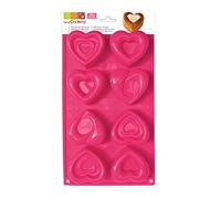 SCRAP COOKING 3102 Multi 8 Cœurs Moule Silicone Rose 33 x 18 x 3,5 cm