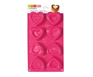 SCRAP COOKING 3102 Multi 8 Cœurs Moule Silicone Rose 33 x 18 x 3,5 cm