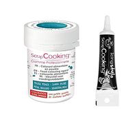 SCRAP COOKING Colorant Alimentaire en Poudre Bleu foncé 5 g + Stylo glaçage Noir