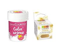Colorant alimentaire rose arôme framboise + paillettes dorées Scrapcooking