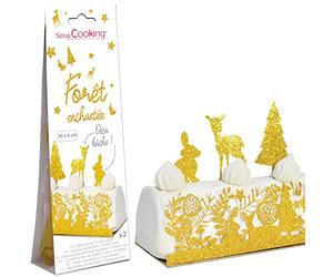 SCRAP COOKING - Déco Bûche Forêt enchantée - Kit Décoration Noël pour Gâteau, Pâtisserie, Dessert, Anniversaire - Cake Design - 4915