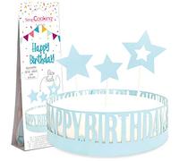 SCRAP COOKING - Déco Gâteau Happy Birthday - Kit Décoration pour Gâteau d’Anniversaire, Pâtisserie, Dessert - Cake Design - 4913 Bleu