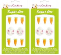 SCRAP COOKING Décosucres Lapin & Carottes Décorations Pâtisseries/Desserts/Gâteaux/Biscuits/Cupcakes/Anniversaires Pâques Printemps Cake Design 6992 1 Unité (Lot de 2)