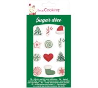 Scrap Cooking Décosucres Sweet Xmas - Sapin, Bonnet, Sucre D'orge, Flocon, Etoile, Coeur, Décorations Alimentaires Comestibles Pâtisserie Noel 6996 12 G (Lot De 1)[Z197]