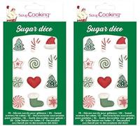 Scrap Cooking Décosucres Sweet Xmas - Sapin, Bonnet, Sucre D'orge, Flocon, Etoile, Coeur, Décorations Alimentaires Comestibles Pâtisserie Noel 6996 12 G (Lot De 2)[Z198]