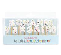 SCRAP COOKING - Kit de 15 Bougies Bon Anniversaire - Décoration Bois Paraffine Gâteau - Accessoire Fête Enfant Adulte Cupcake Pâtisserie Cake Design Multicolore - 5005