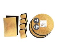SCRAP COOKING - Kit de 5 Supports à Gâteaux - Carton Réversible Doré & Noir - 30 x 20 cm & ScrapCooking - Kit de 4 Supports à Gâteaux Ronds Ø 30 cm - Carton Réversible Doré & Noir