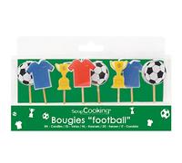 SCRAP COOKING - Kit de 8 Bougies Football - Décoration Foot pour Gâteau Anniversaire, Dessert, Pâtisserie - Bois Paraffine Gâteau - Déco Fête, Enfant, Cupcake, Ballon - 5001