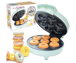 SCRAP COOKING - Mini Donuts Factory - Machine à Petits Donuts & Beignets - Plaque Chauffante Anti-Adhérente - Appareil à Donuts - Idée Cadeau Pâtisserie Cuisine - Recette - Vert d’Eau - 3887