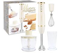 SCRAP COOKING Mixeur Plongeant Multifonctions 3-en-1 : Blender, Fouet & Hachoir Électrique - Mixer Batteur Plongeur avec Accessoires - Pour Pâtisseries, Crèmes, Smoothies, Sauces - Mat & Doré - 3889