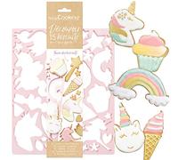 SCRAP COOKING - Plaque Découpoir 15 Biscuits Licorne - Moule Pâtisserie avec Formes Emporte-pièces pour Biscuits, Sablés, Décoration - Anniversaire - Rose - 2069
