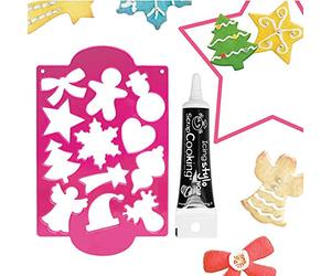 SCRAP COOKING Plaque découpoirs à biscuits Noël 12 pièces + Stylo de glaçage noir 20 g