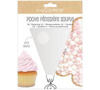 SCRAP COOKING - Poche à Douille Réutilisable - Poche à Douille Pâtisserie 30 cm - Poche Professionnelle - Lavable & Résistante - Décoration Gâteaux Biscuits Desserts - 5194, Rose