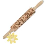 SCRAP COOKING - Rouleau à Pâtisserie en Bois " Nature " avec Motifs Naturels 39cm - Rouleau à Empreintes avec Décorations Gravées en Relief pour Biscuits - Accessoire Décoratif - 5237