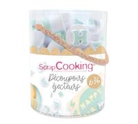 SCRAP COOKING - Seau de 36 Découpoirs Lettres et Chiffres - Tampons Éjecteurs Poussoirs - Emporte-Pièces pour Décoration Biscuits, Gâteaux, Cupcakes - Cadeau Pâtisserie Anniversaire - 2035