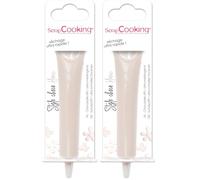 SCRAP COOKING - Stylo Choco Blanc - Crayon Alimentaire Pâtisserie 25 g - Stylo Décoratif Comestible - Écrire & Dessiner sur Desserts, Gâteaux & Biscuits Noël Anniversaire - 6800 (Lot de 2)