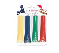 SCRAP COOKING Stylos Goût Choco Rouge/Bleu/Jaune/Vert 4 x 25 g