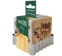 SCRAP COOKING ScrapCooking - Tampon Pâtisserie en Bois à Motifs Dinosaure - Avec 1 Découpoir Emporte-Pièce Biscuit & Cube avec 5 Faces Gravées en Relief - Moule Décoration Dino Jungle - 5299