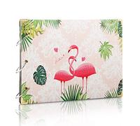 Scrapbook Album Photo Livre d'or de Mariage Souvenirs Bricolage avec 60 Pages Noires Cadeau pour Saint-Valentin Anniversaire Noël Voyage Mariage pour Épouse Mère Fille Petite Amie,Flamant