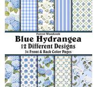 Scrapbook Paper - 34 Front and Back Full Color Sheets: Blue Hydrangea - Spring Blossoms and Patterns in Stunning Sky Aqua Teal Seafoam and Green - 8.5"x8.5"