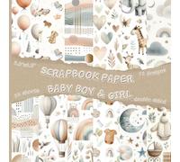 Scrapbook Paper Baby Gender Neutral in Soft Watercolors: Double sided baby gender neutral themed scrapbook paper with 12 designs and 24 sheets. Size 8.5” x 8,5”.