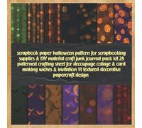 scrapbook paper halloween pattern for scrapbooking supplies & DIY material craft junk journal pack kit 28 patterned crafting sheet for decoupage ... decorative papercraft design: assorted
