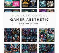 Scrapbook Paper Pad: Trendy: 200 CYBER DESIGNS: GAMER AESTHETIC THEME for Your Next Scrapbook, Junk Journal, Card-Making, or Art Projects