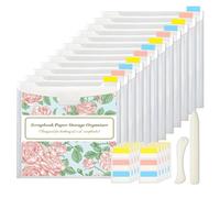 Scrapbook Paper Storage - PVC Storage Bag with Adhesive Index Labels Paper Storage Organizer for Daily Management