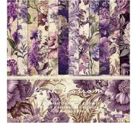 Scrapbook Papier De Spécialité Papier Décoratif 6 « x 6 » Vintage Floral 48 Feuilles Papier à Motif Recto 12 Motifs Purple Flower Photo Album DIY Card Making, Purple, 6 x 6 inch